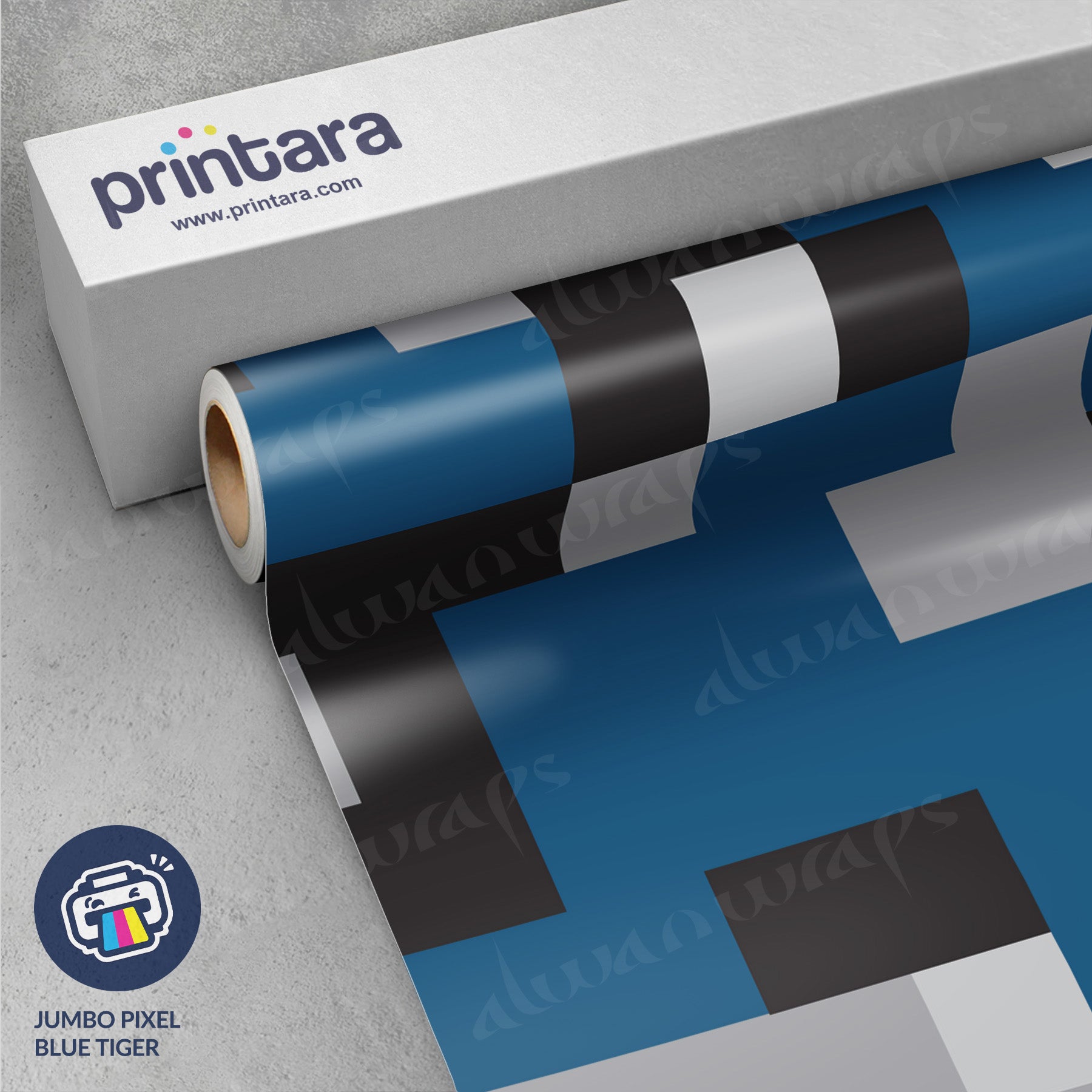 Jumbo Pixel Blue Tiger Vinyl Wrap
