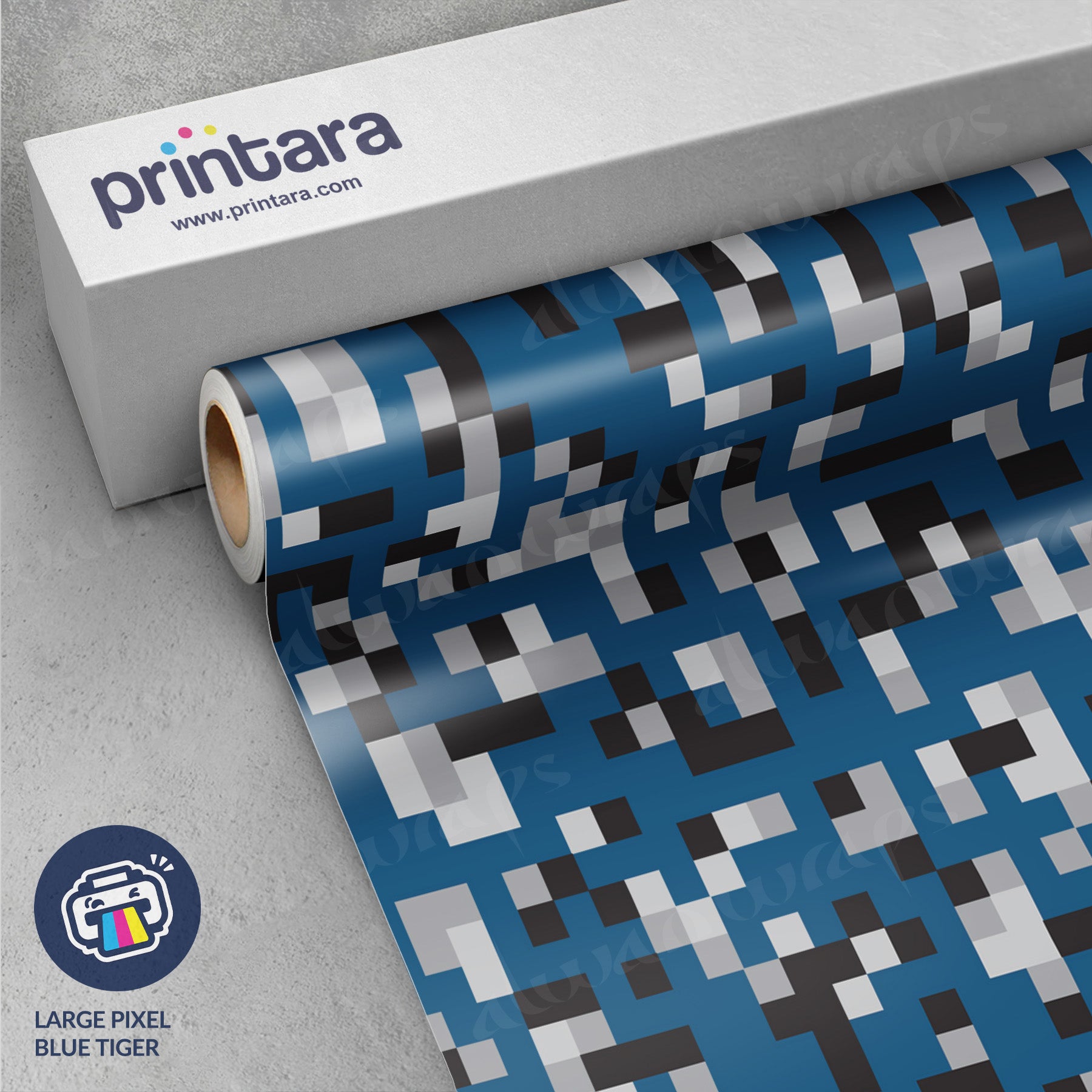 Large Pixel Blue Tiger Vinyl Wrap