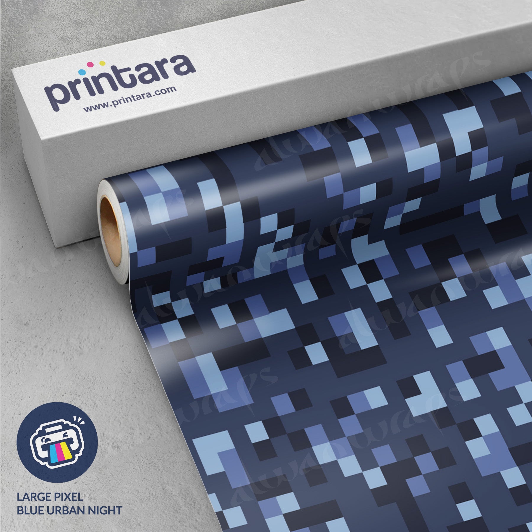 Large Pixel Blue Urban Night Vinyl Wrap