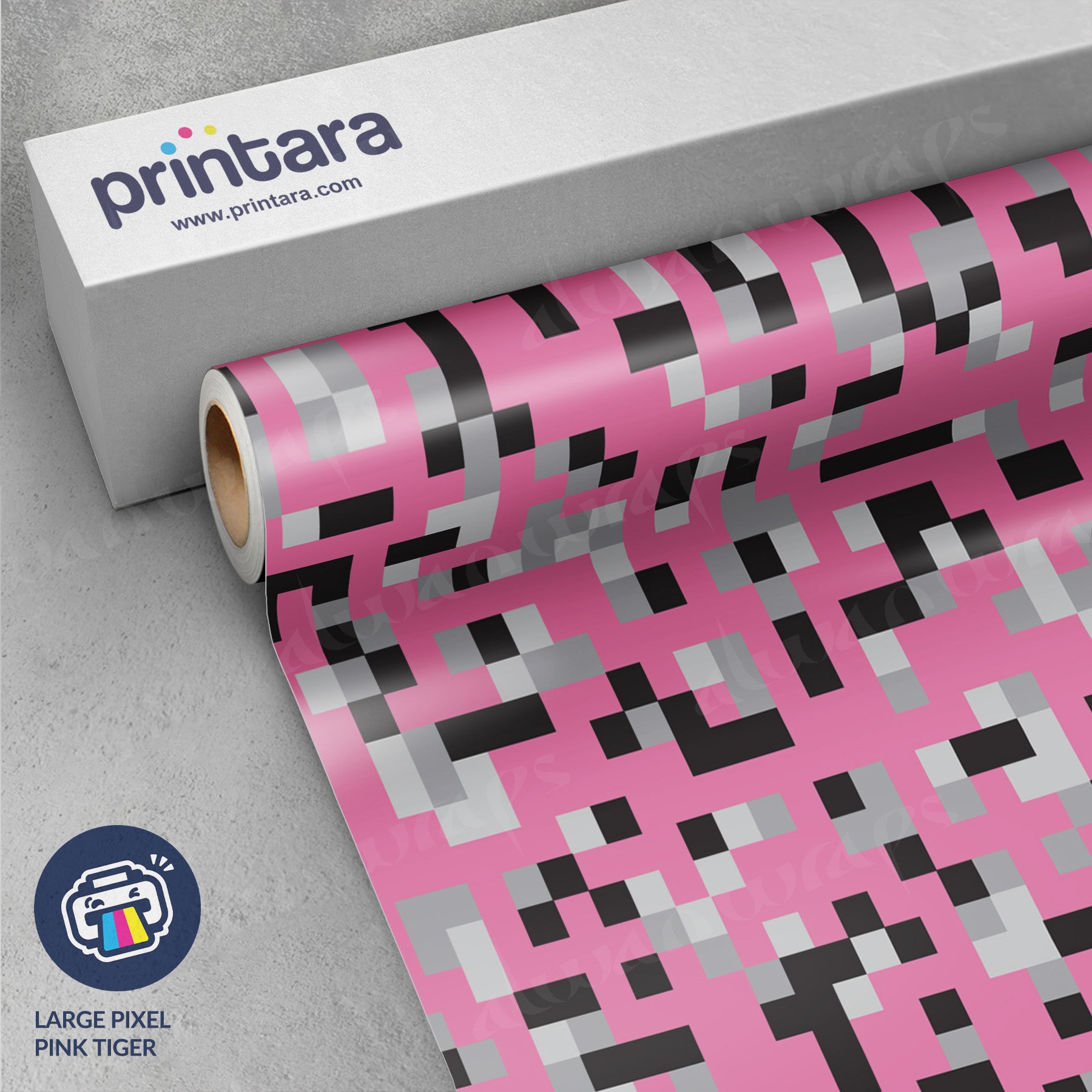 Large Pixel Pink Tiger Vinyl Wrap