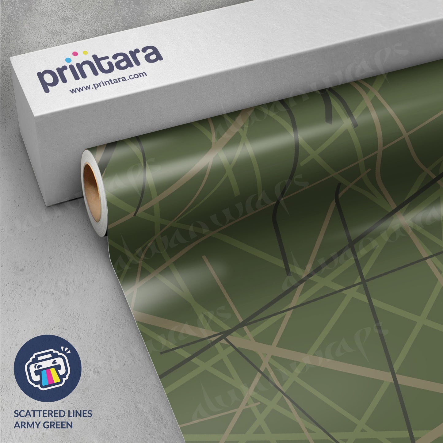 Printara Scattered Lines Army Green Vinyl Wrap