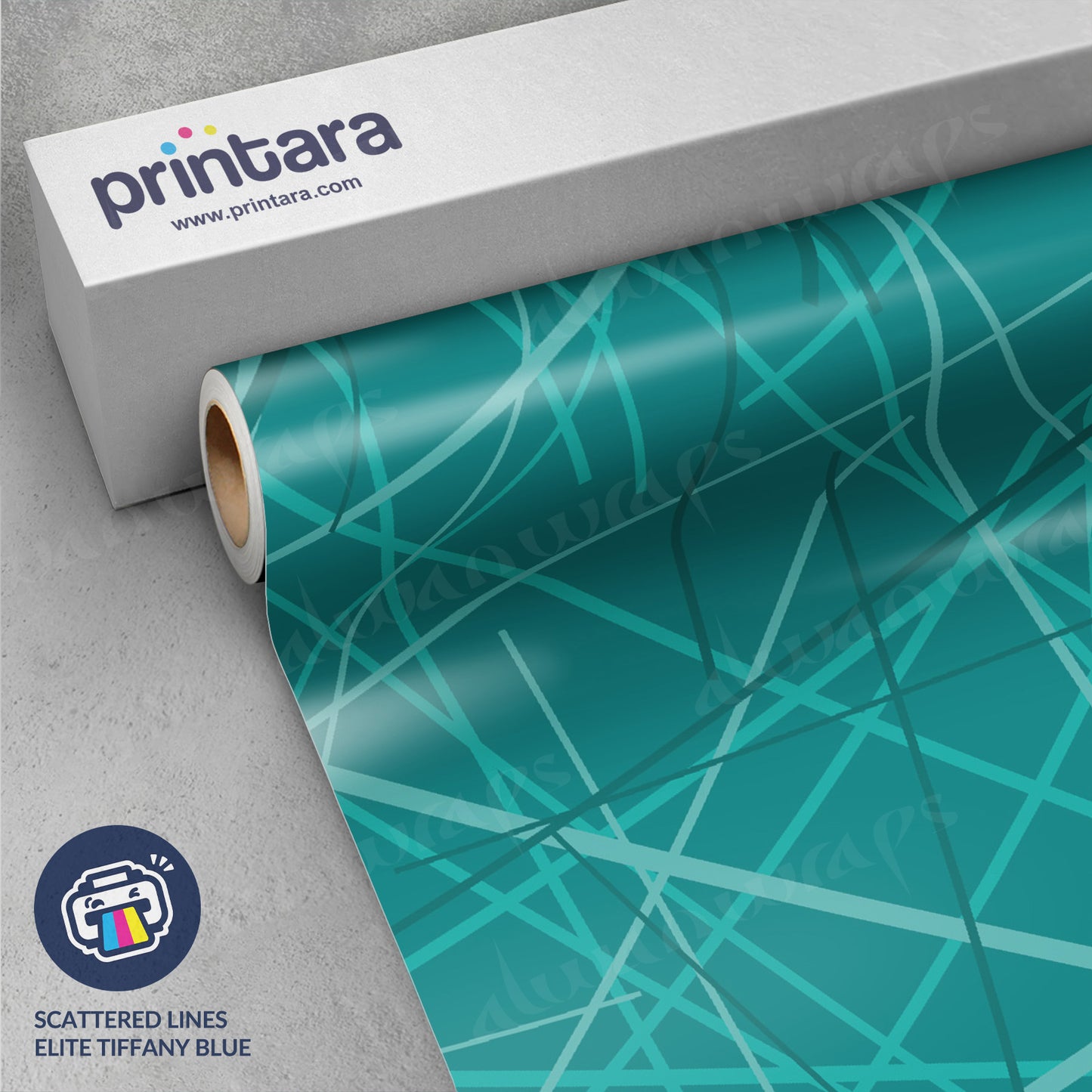 Printara Scattered Lines Elite Tiffany Blue Vinyl Wrap
