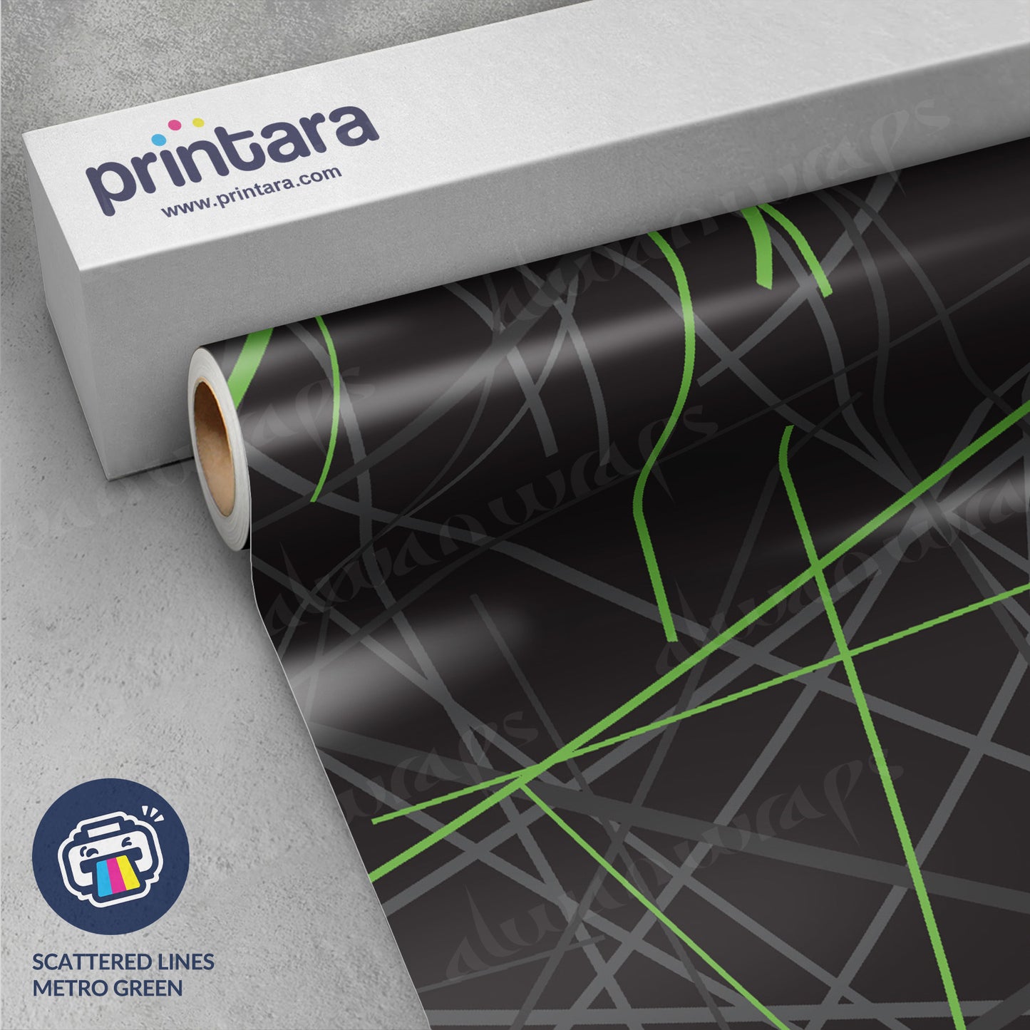 Printara Scattered Lines Metro Green Vinyl Wrap
