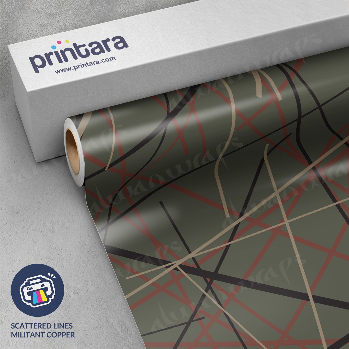Printara Scattered Lines Militant Copper Vinyl Wrap