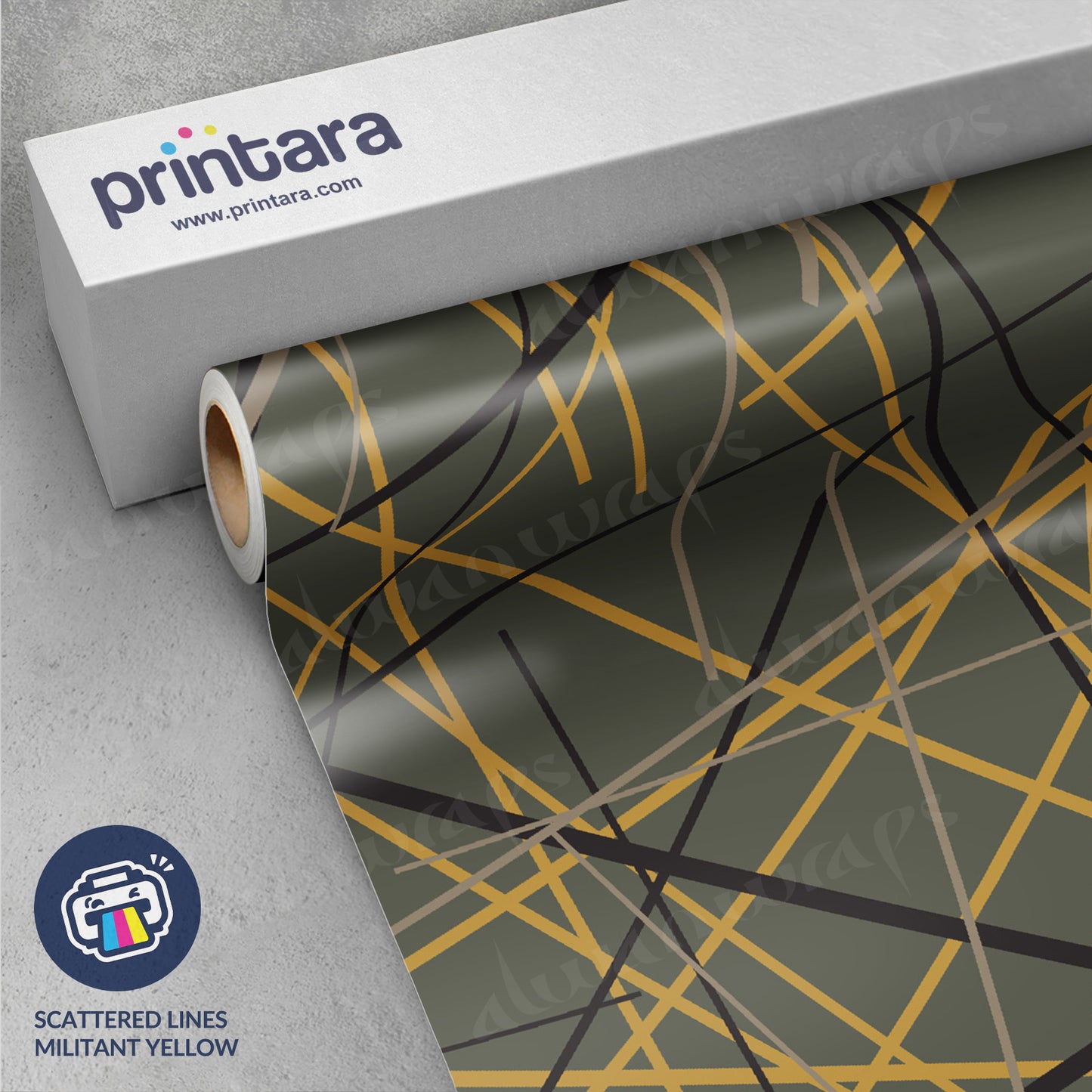 Printara Scattered Lines Militant Yellow Vinyl Wrap