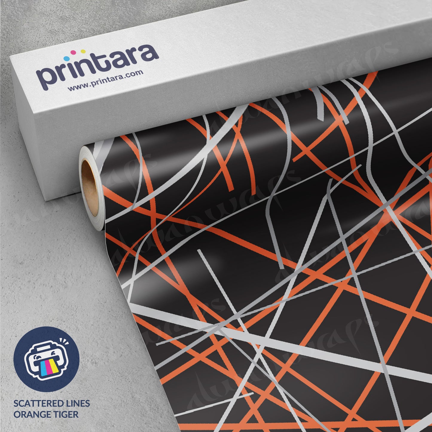 Printara Scattered Lines Orange Tiger Vinyl Wrap