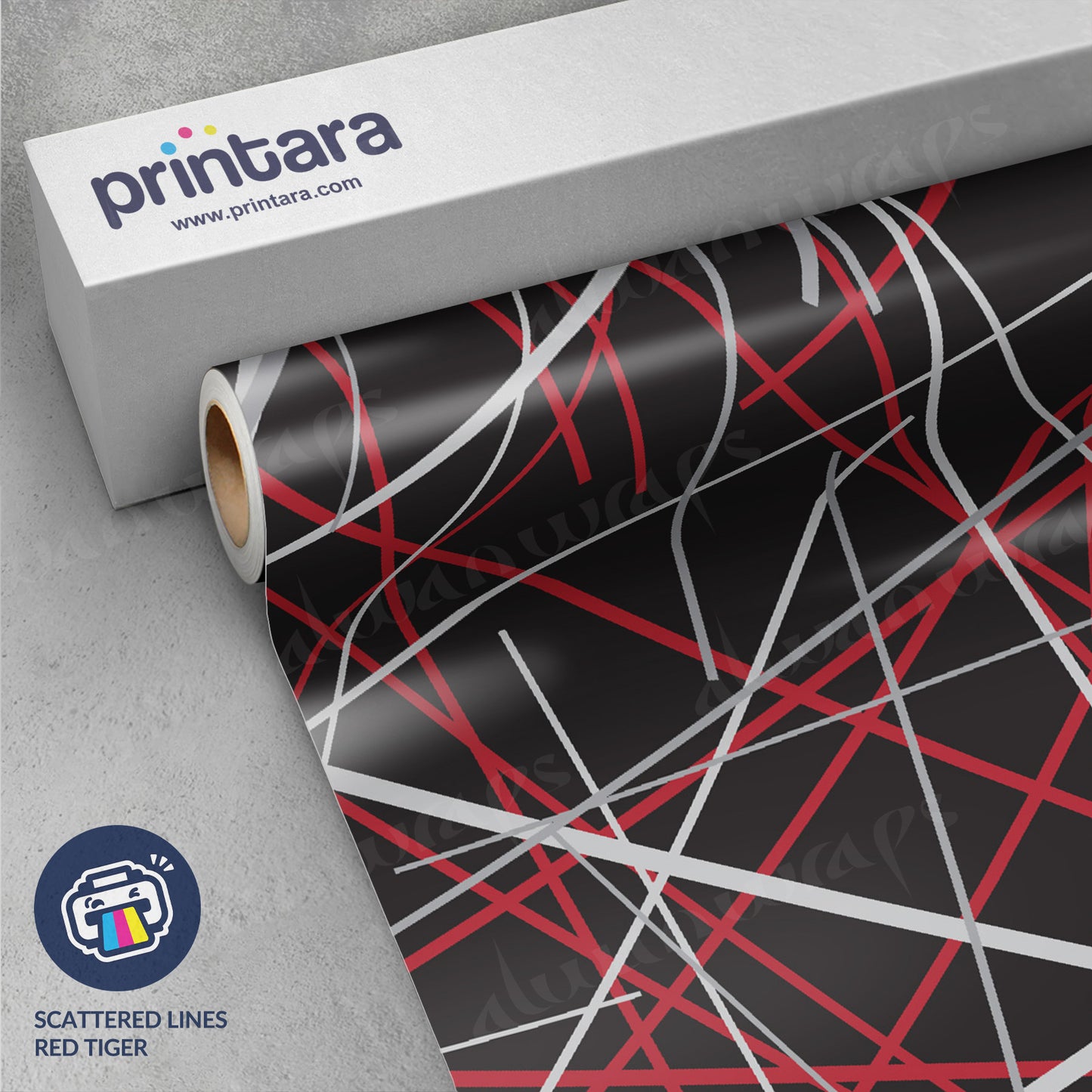 Printara Scattered Lines Red Tiger Vinyl Wrap