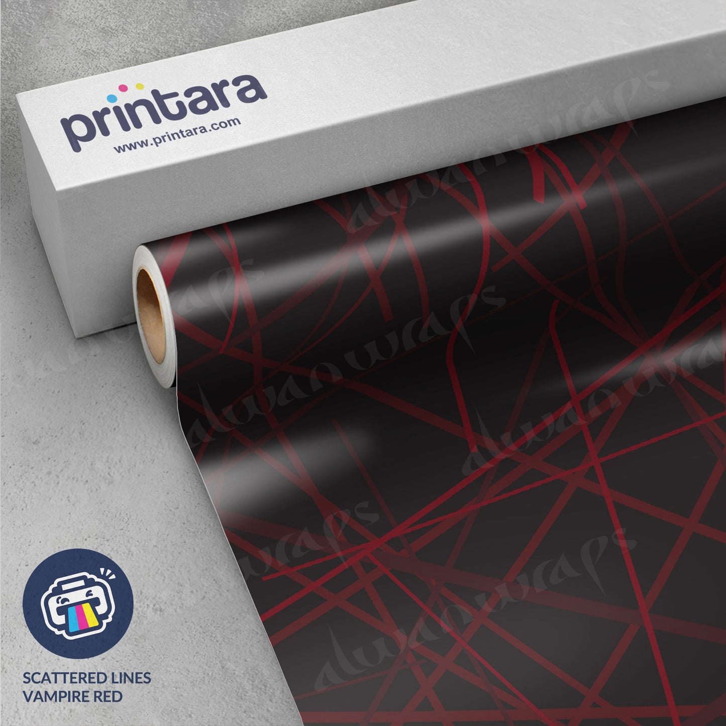 Printara Scattered Lines Vampire Red Vinyl Wrap