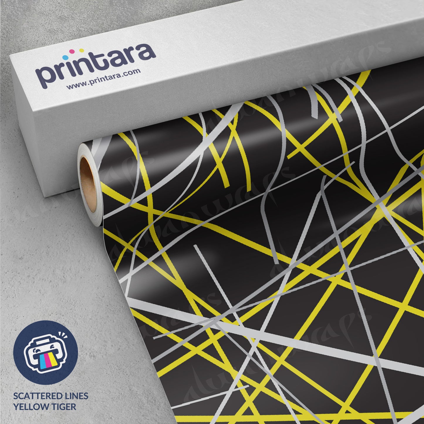 Printara Scattered Lines Yellow Tiger Vinyl Wrap