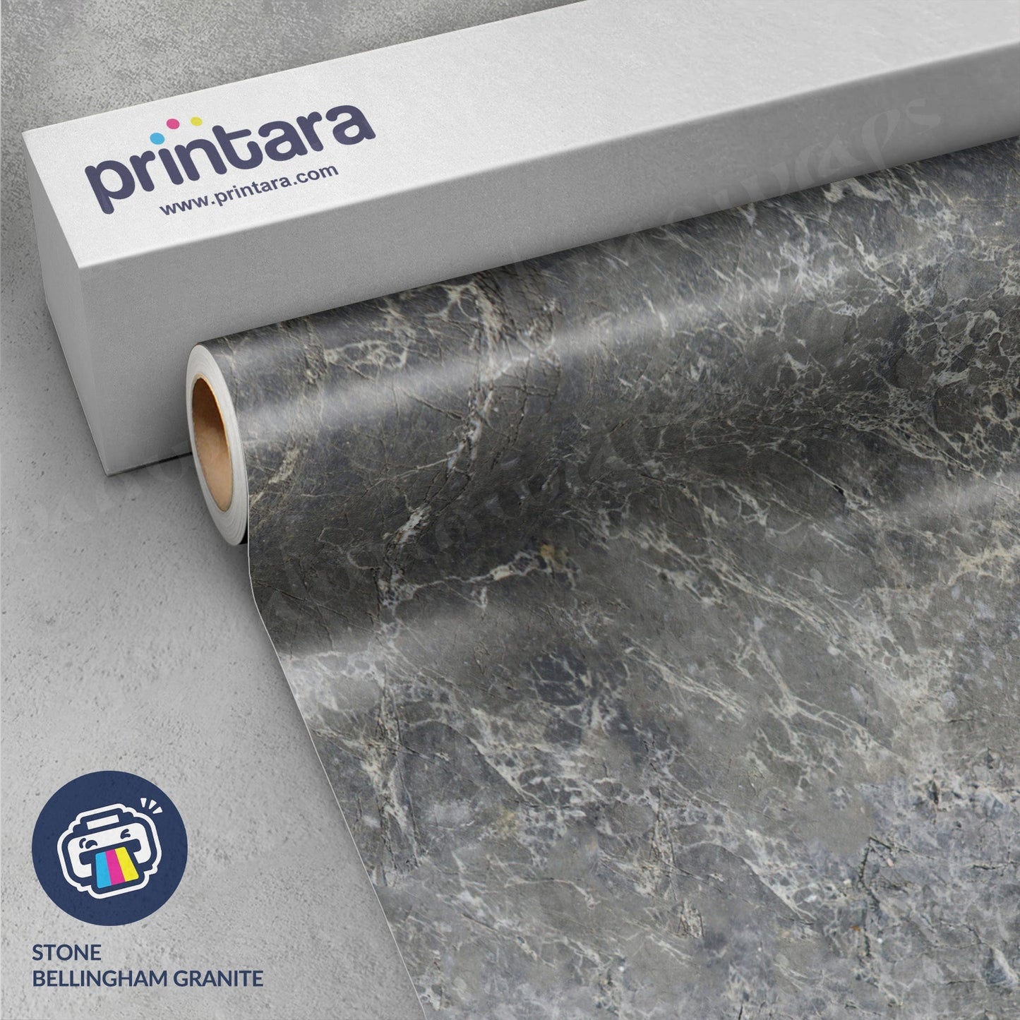 Printara Stone Bellingham Granite Vinyl Wrap | Blowout Stock | Avery Dennison Media | 5ft x 4ft | 124891