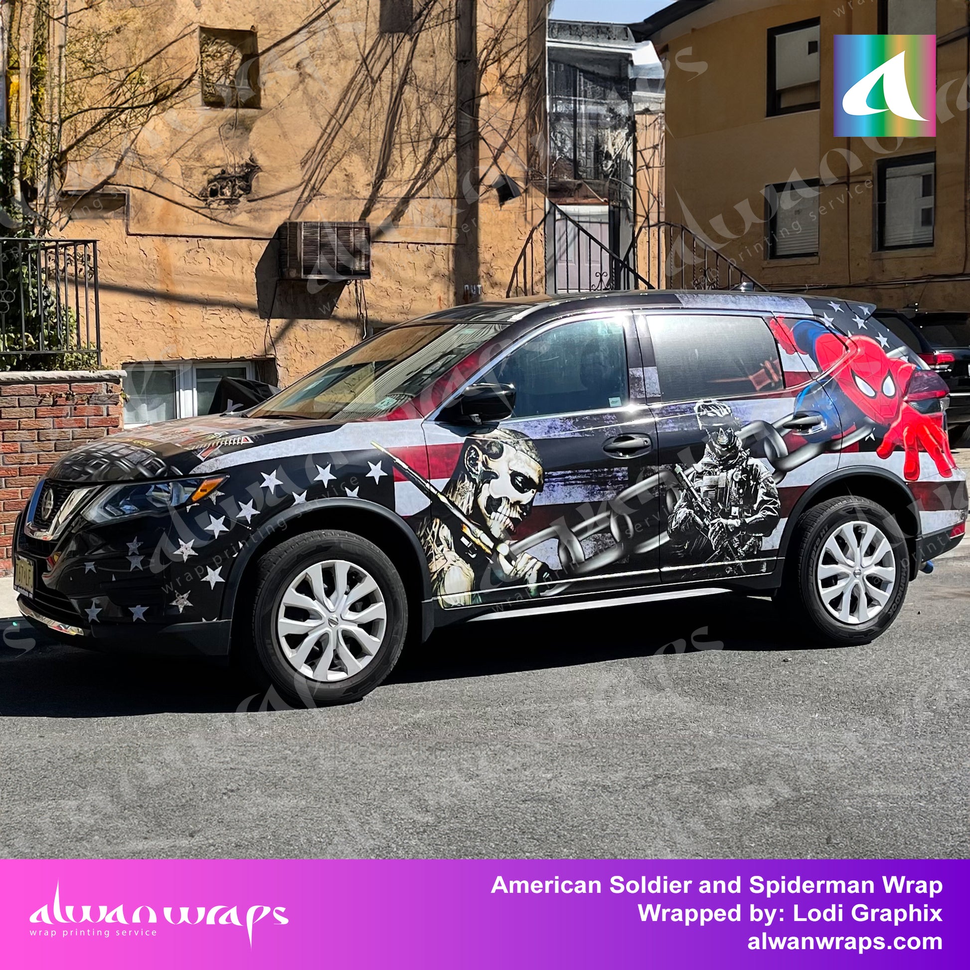 american soldier and spiderman custom wrap