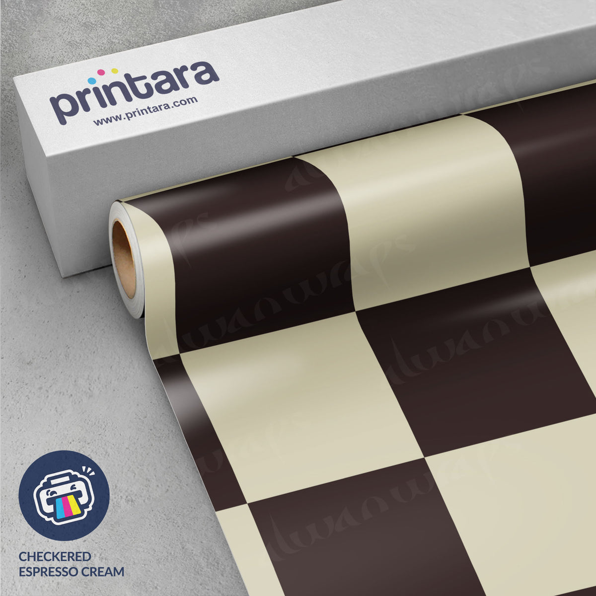Checkered Espresso Cream Vinyl Wrap