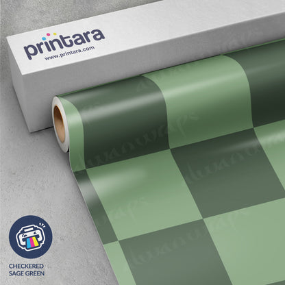Checkered Sage Green Vinyl Wrap