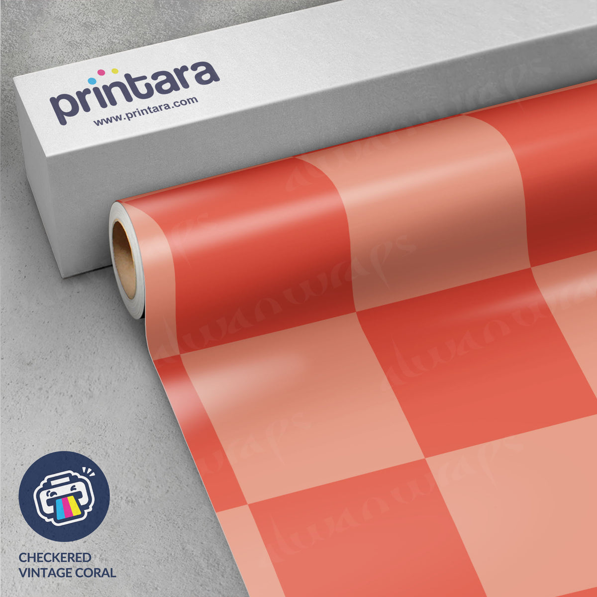 Checkered Vintage Coral Vinyl Wrap