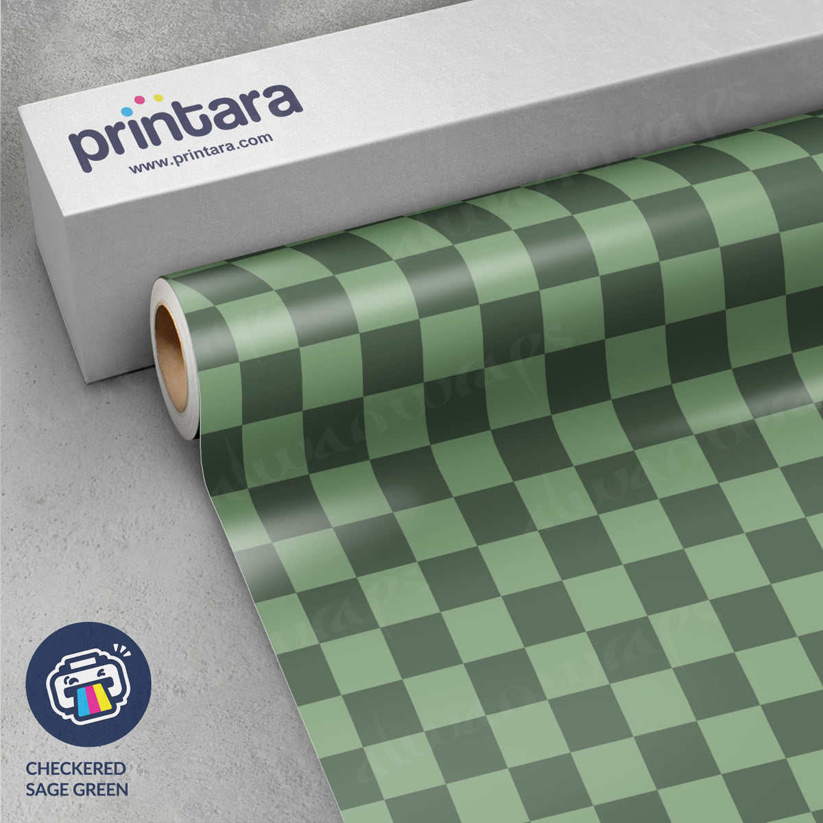 Checkered Sage Green Vinyl Wrap