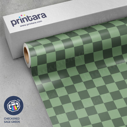 Checkered Sage Green Vinyl Wrap