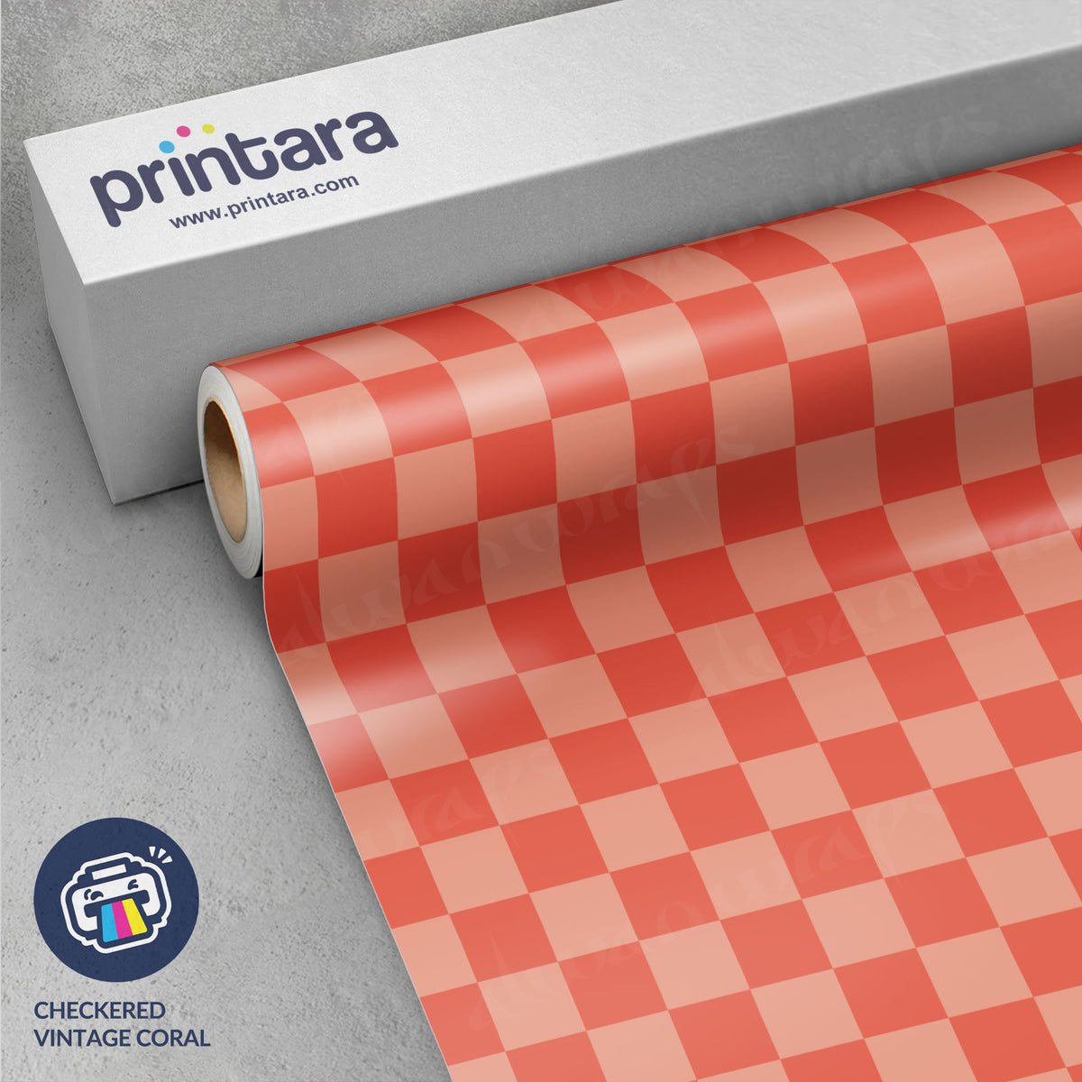 Checkered Vintage Coral Vinyl Wrap