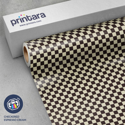 Checkered Espresso Cream Vinyl Wrap
