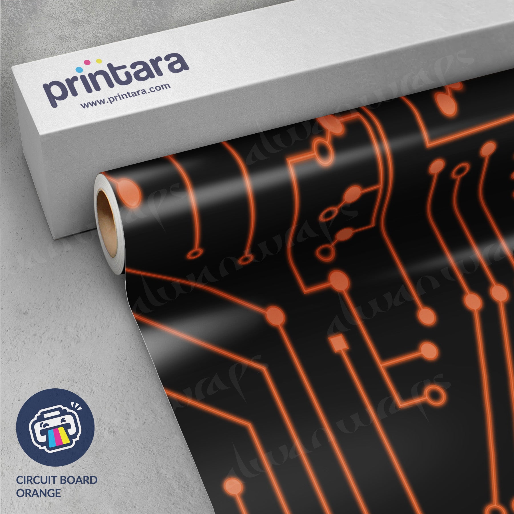 Circuit Board Orange Vinyl Wrap