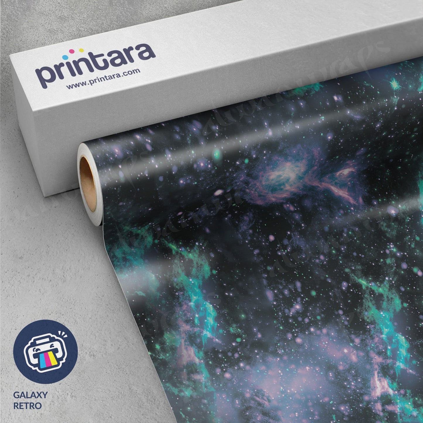 Printara Galaxy Retro Vinyl Wrap | Blowout Stock | Satin Finish | Avery Dennison Media | 5ft x 2ft | 389142