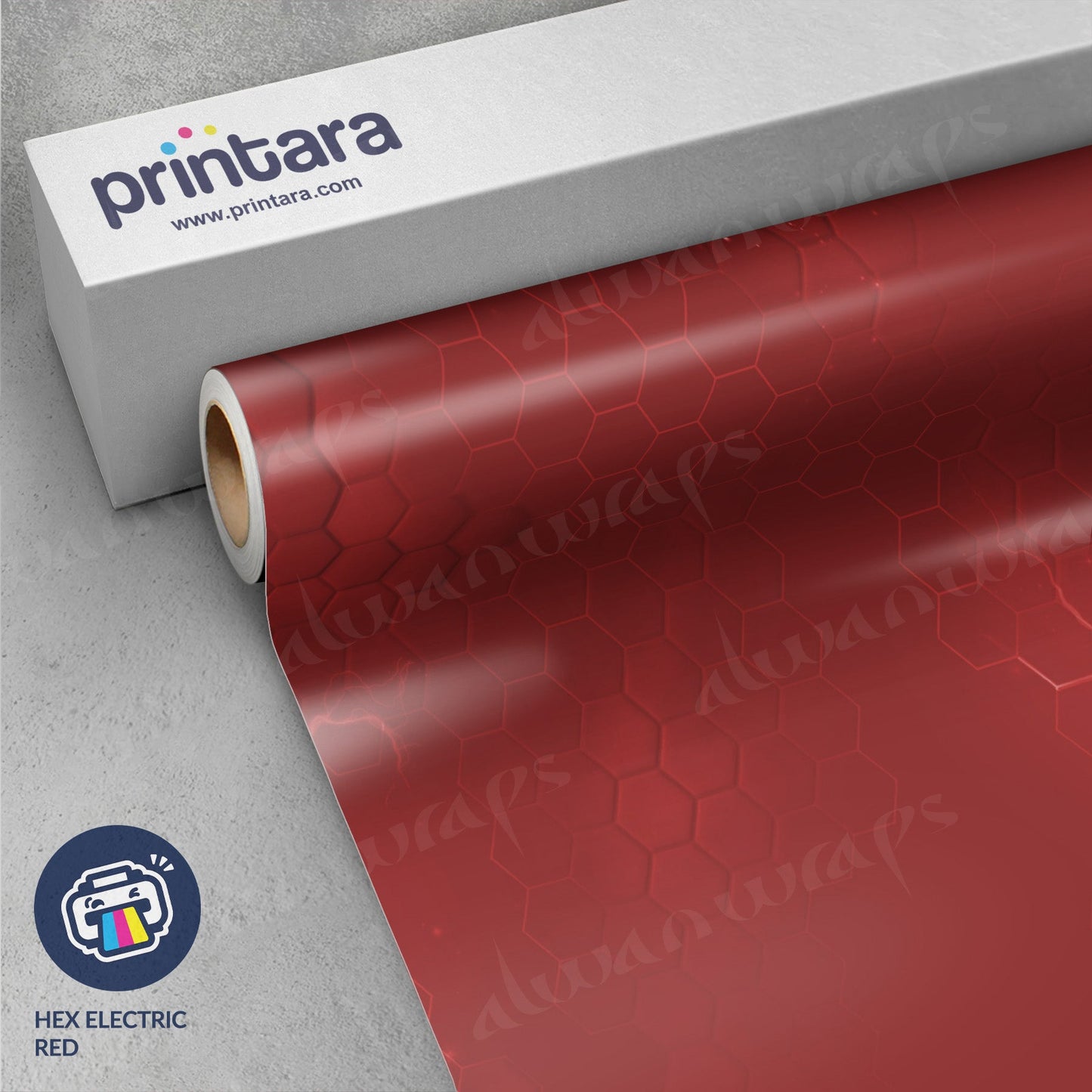 Printara Hex Electric Red Vinyl Wrap | Blowout Stock | Avery Dennison Media | 5ft x 4ft | 164716