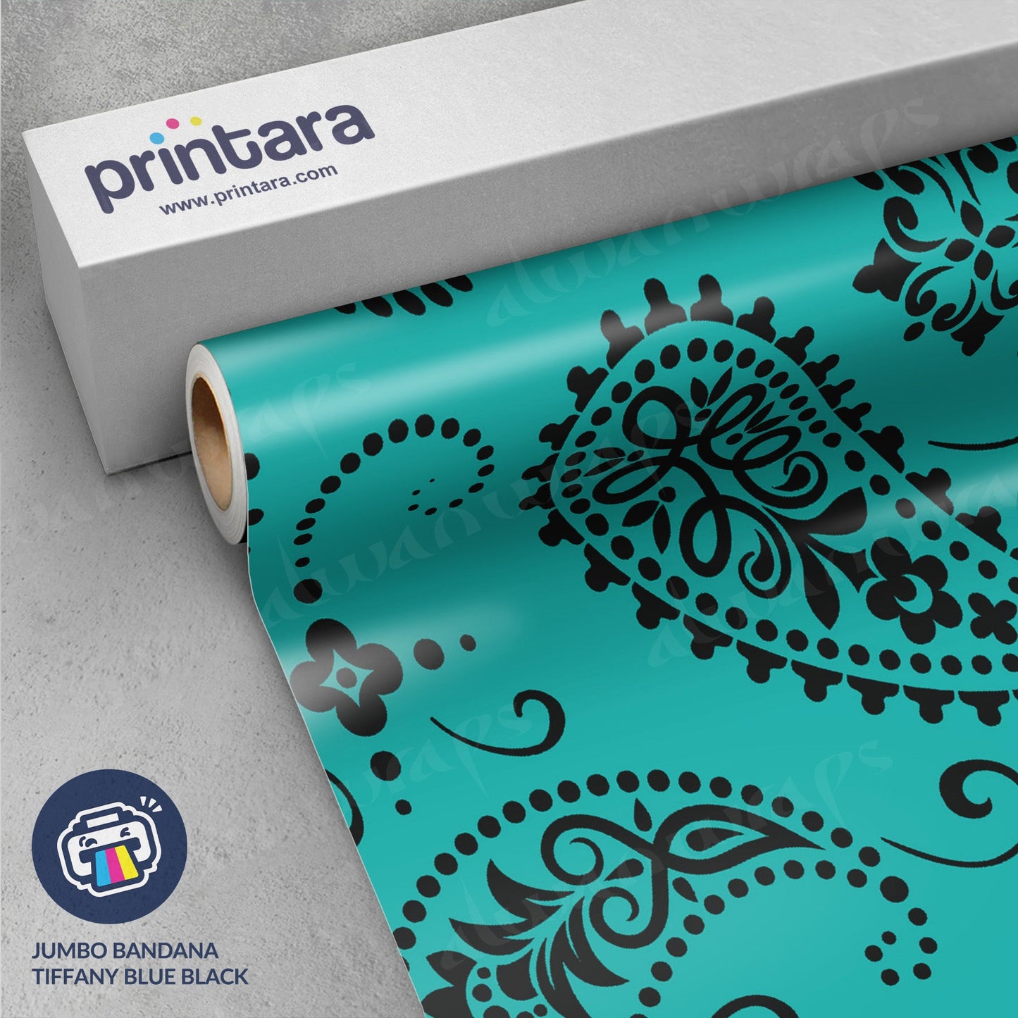 Jumbo Bandana Tiffany Blue & Black Vinyl Wrap
