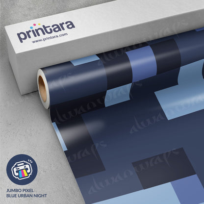 Jumbo Pixel Blue Urban Night Vinyl Wrap