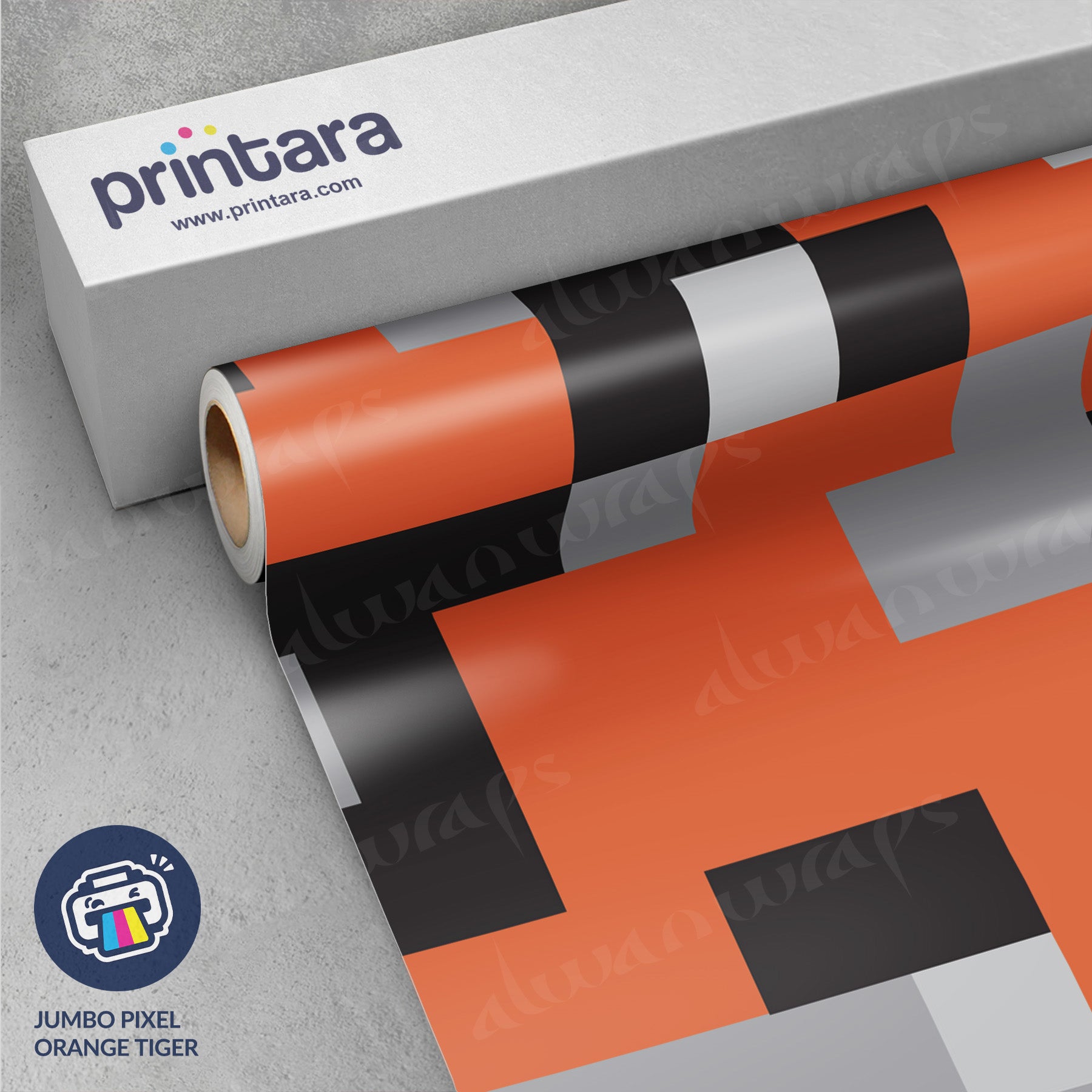 Jumbo Pixel Orange Tiger Vinyl Wrap