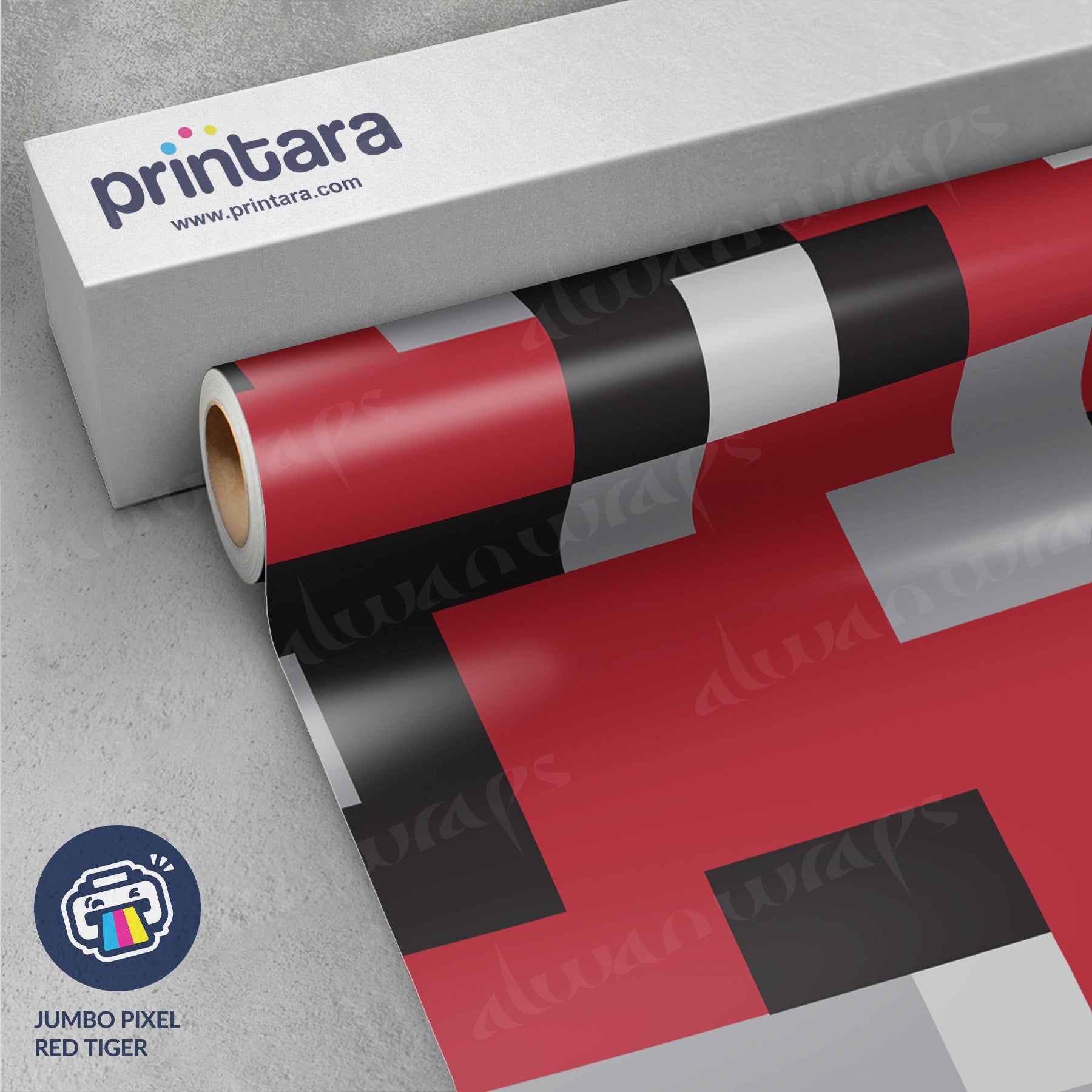 Jumbo Pixel Red Tiger Vinyl Wrap