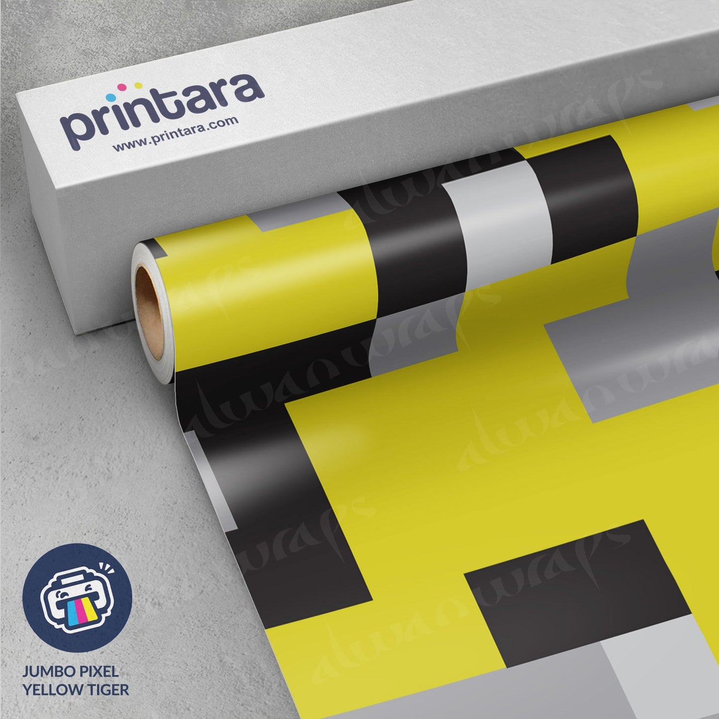 Jumbo Pixel Yellow Tiger Vinyl Wrap