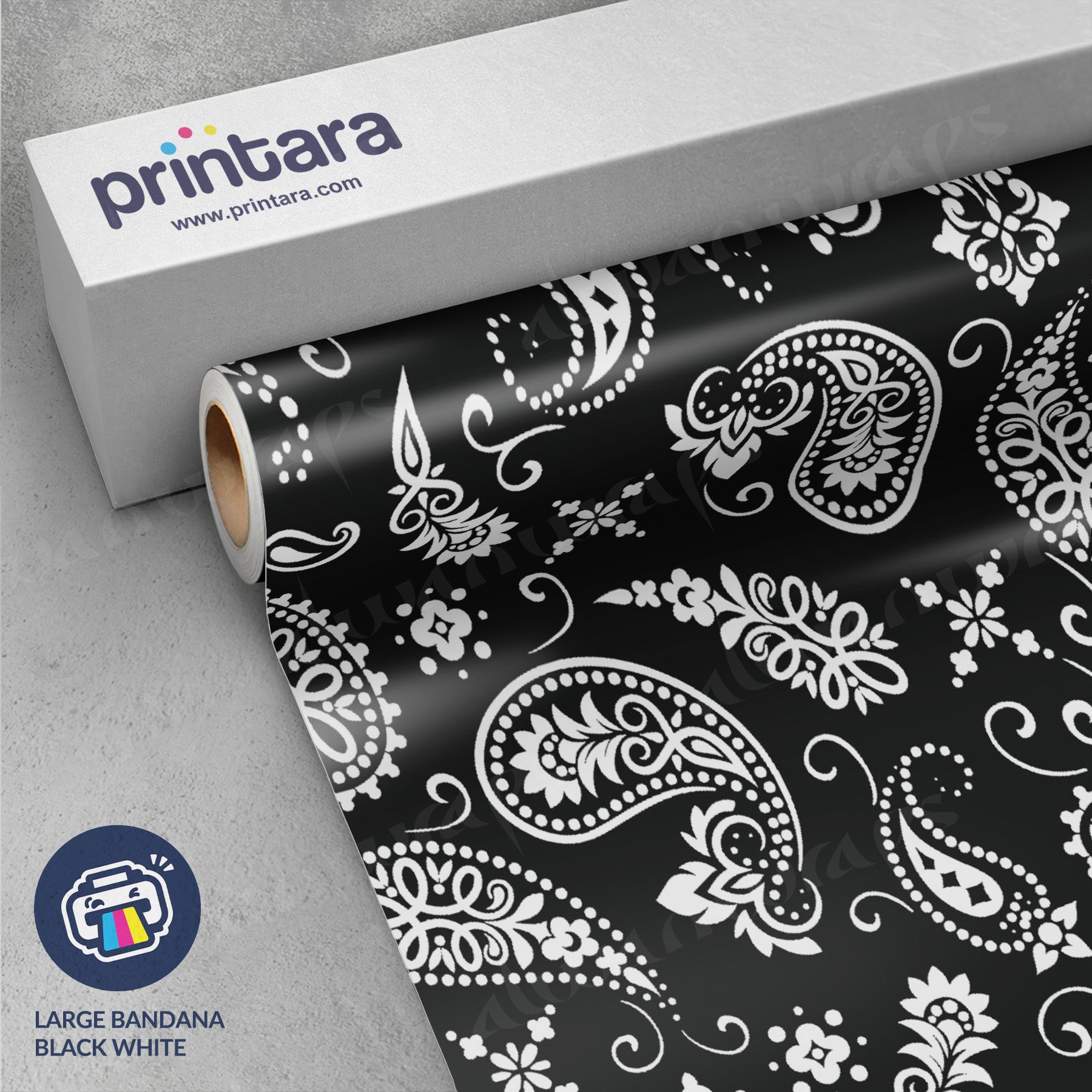 Large Bandana Black & White Vinyl Wrap