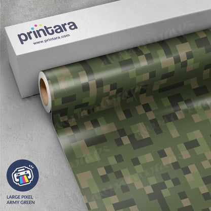 Large Pixel Army Green Vinyl Wrap
