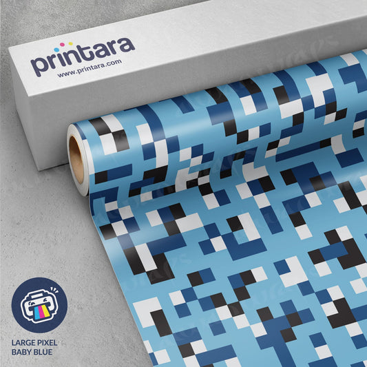 Printara Large Pixel Baby Blue Vinyl Wrap | Blowout Stock | Avery Dennison Media | 5ft x 1ft | 843570