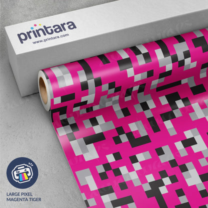 Large Pixel Magenta Tiger Vinyl Wrap