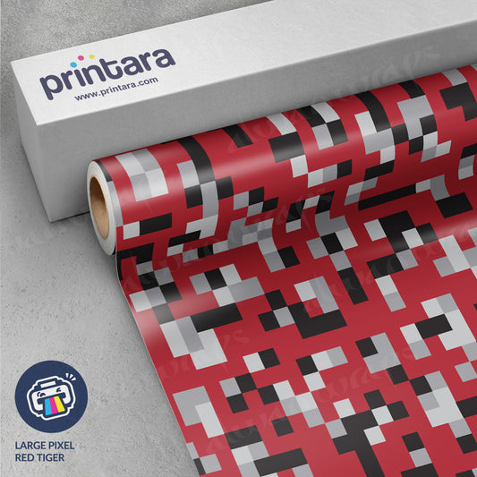 Large Pixel Red Tiger Vinyl Wrap