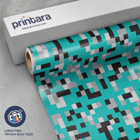 Large Pixel Tiffany Blue Tiger Vinyl Wrap