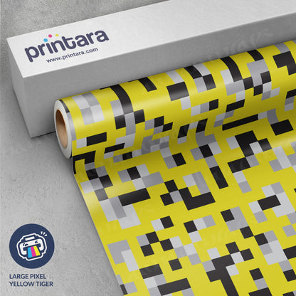 Large Pixel Yellow Tiger Vinyl Wrap