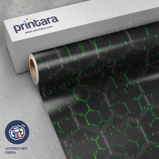 Printara Layered Hex Green Vinyl Wrap | Blowout Stock | 3M Media | 5ft x 6ft | 569269