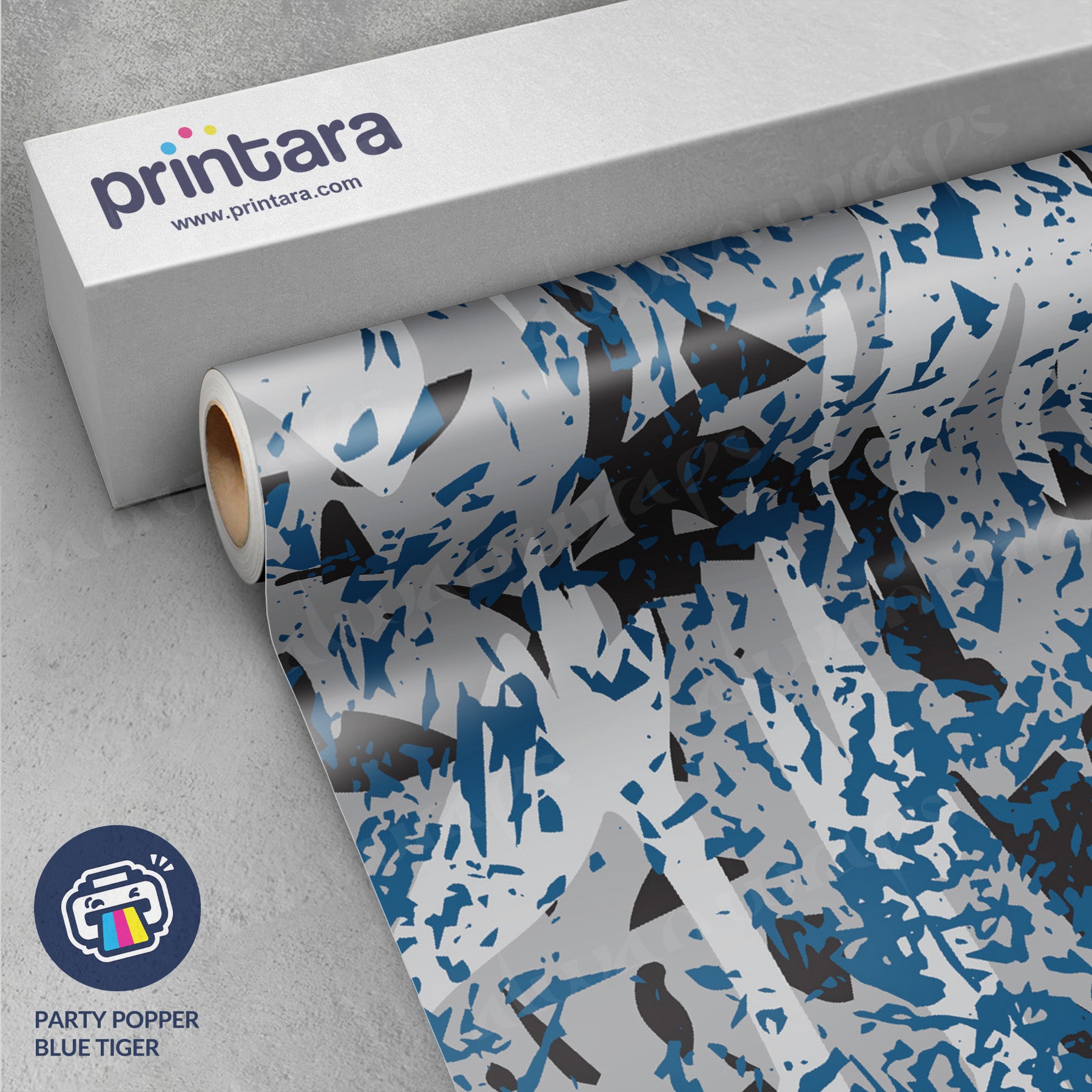 Party Popper Blue Tiger Vinyl Wrap | Alwan Wraps