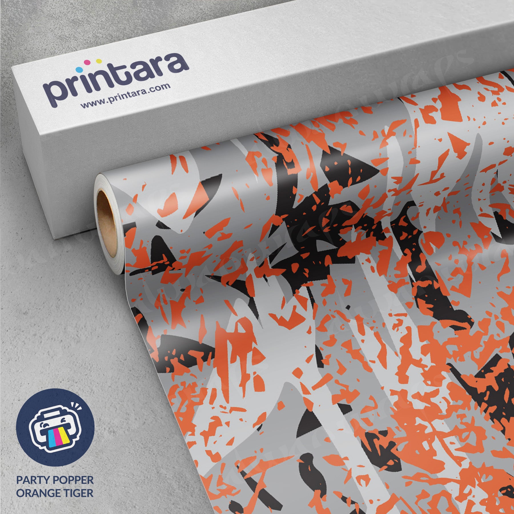 Party Popper Orange Tiger Vinyl Wrap