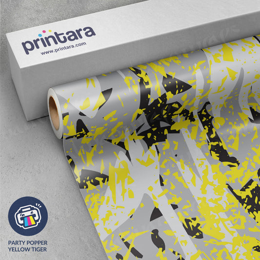 Party Popper Yellow Tiger Vinyl Wrap