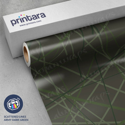 Printara Scattered Lines Army Dark Green Vinyl Wrap