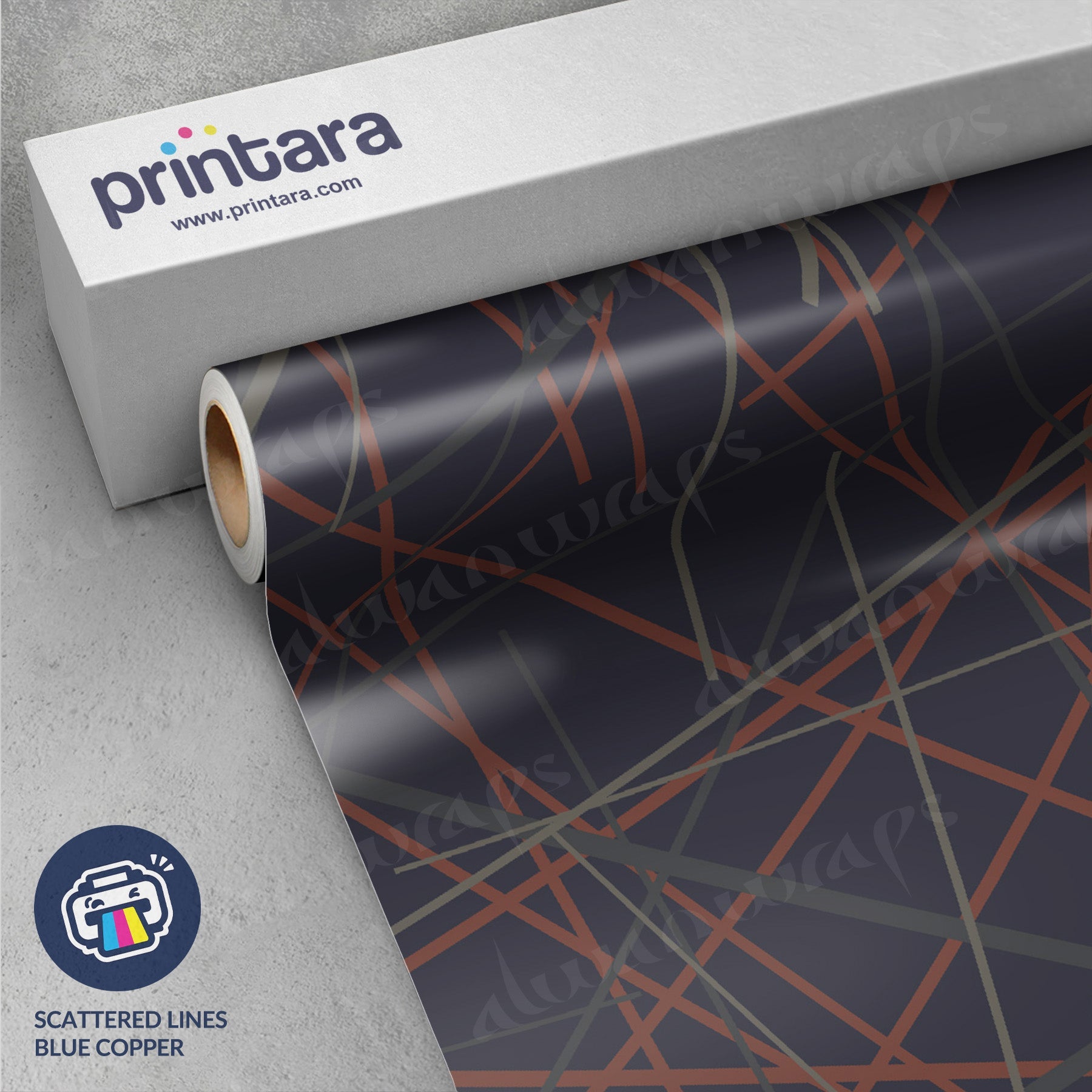 Printara Scattered Lines Blue Copper Vinyl Wrap