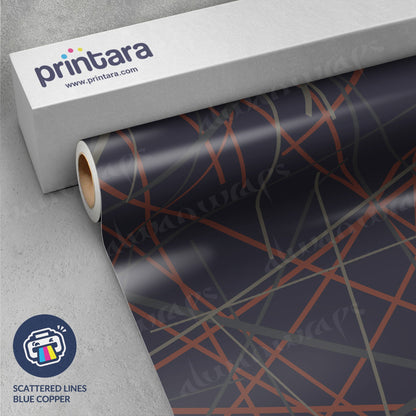 Printara Scattered Lines Blue Copper Vinyl Wrap