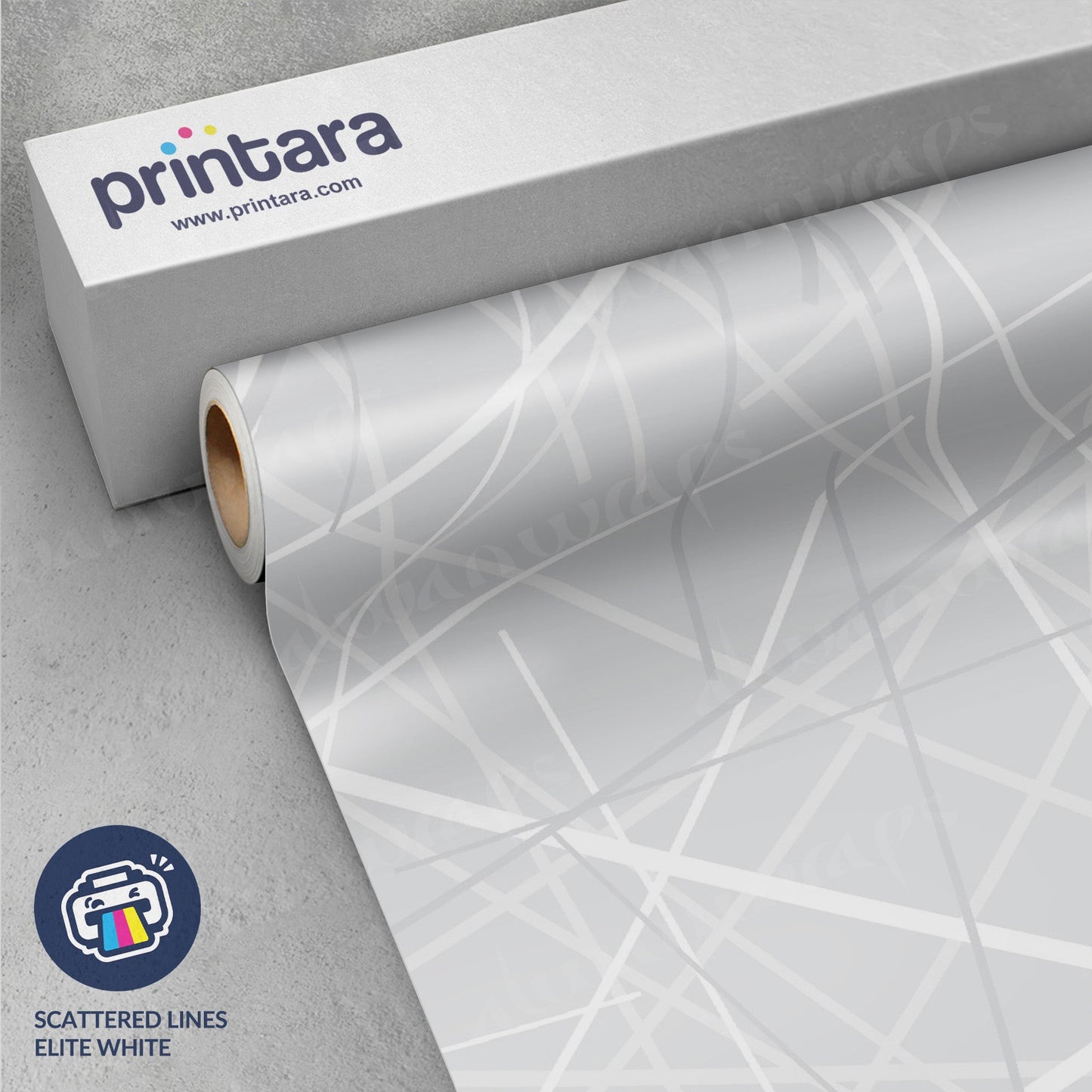 Printara Scattered Lines Elite White Vinyl Wrap