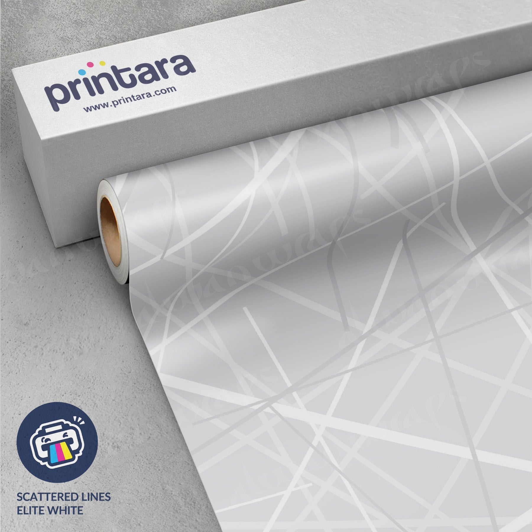 Printara Scattered Lines Elite White Vinyl Wrap