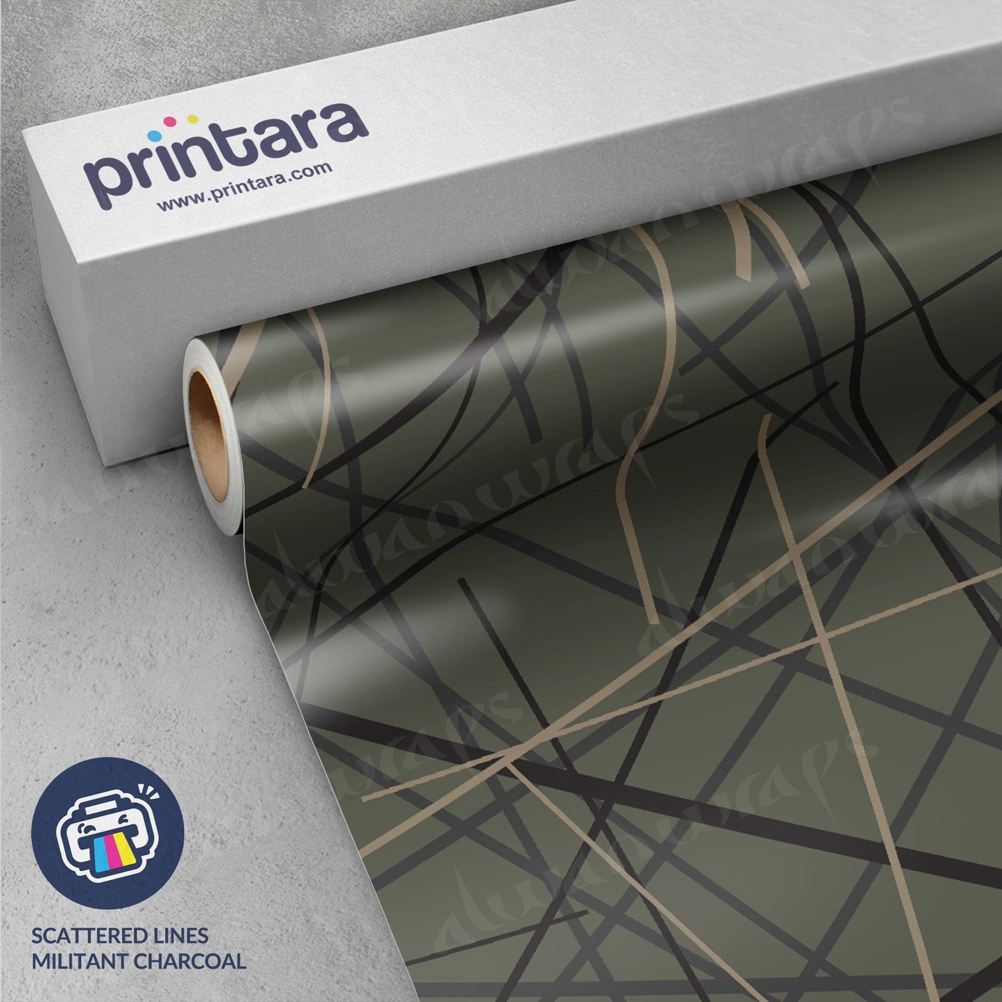 Printara Scattered Lines Militant Charcoal Vinyl Wrap