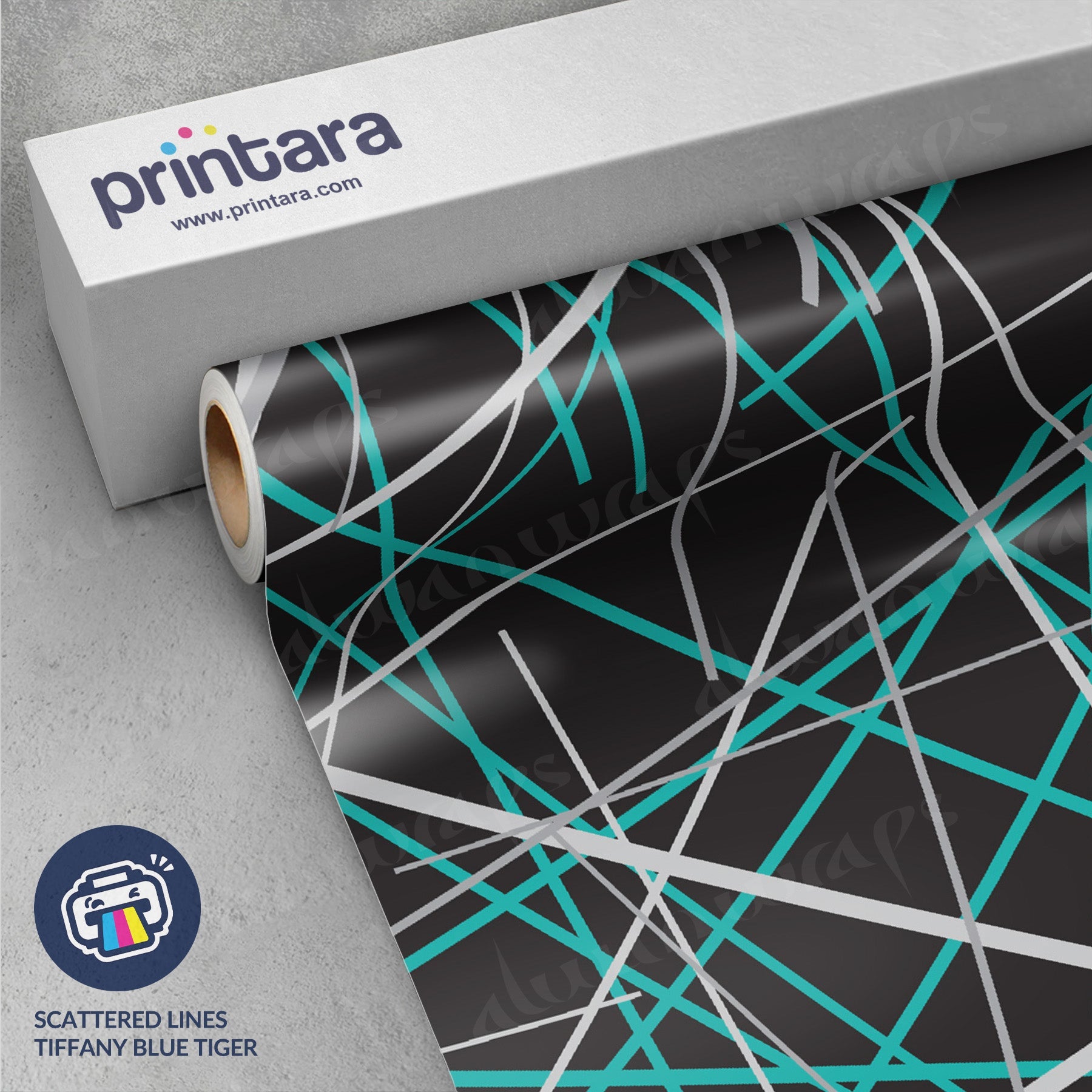 Printara Scattered Lines Tiffany Blue Tiger Vinyl Wrap