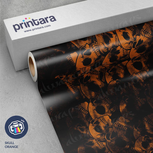 Printara Skull Orange Vinyl Wrap | Blowout Stock | 3M Media | 5ft x 2ft | 339124