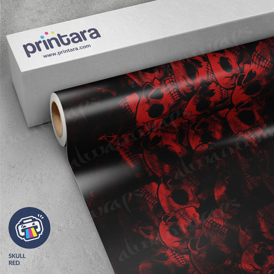 Printara Skull Red Vinyl Wrap | Blowout Stock | Matte Finish | Avery Dennison Media | 5ft x 15ft | 353158